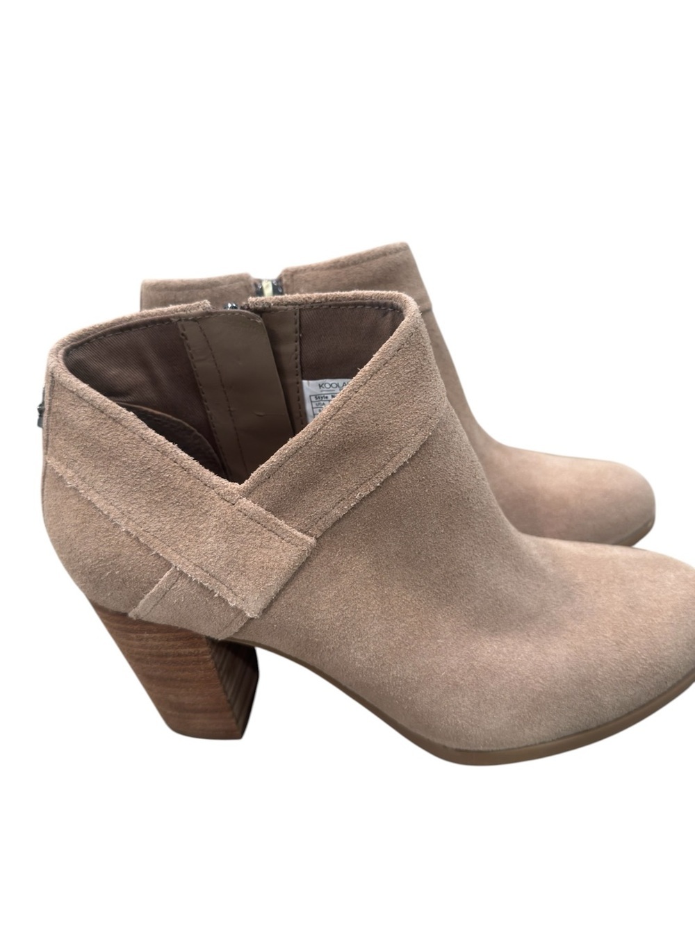 Koolaburra by Ugg Taupe Amalea Ankle Boot Size 8.5- 3 inch Stacked Block Heel